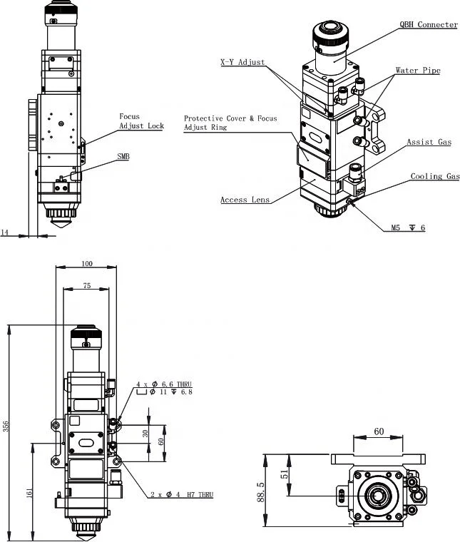 Swiss Raytools Bt240s Bt210s Bt220 Manual Focus Laser Cutting Head 1.5kw/3kw for Fiber Laser Cutting Machine